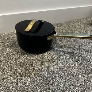 Caraway 3qt saucepan black and gold